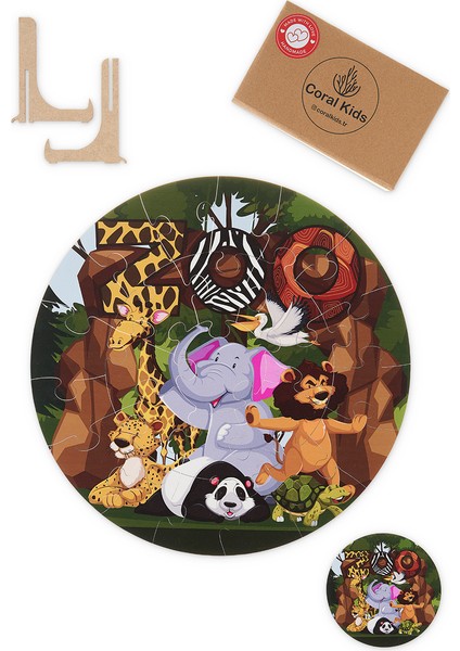 36 Parça, 42CM Çapında 3mm Ahşap Üstüne Hayvan Temalı Puzzle fiyatları