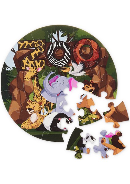 36 Parça, 42CM Çapında 3mm Ahşap Üstüne Hayvan Temalı Puzzle indirimleri