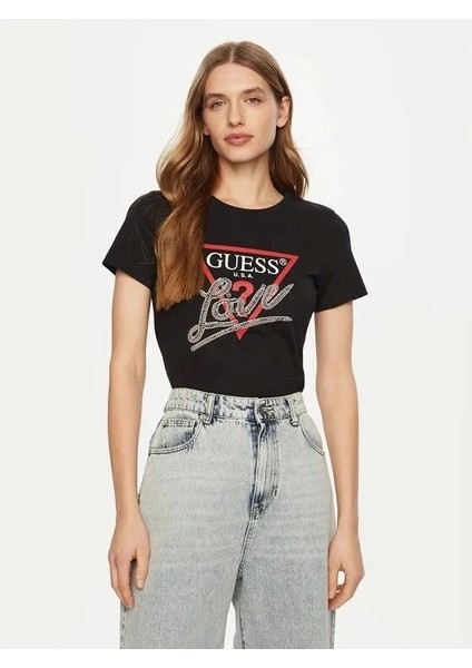 Kadın Siyah Logolu T-Shirt