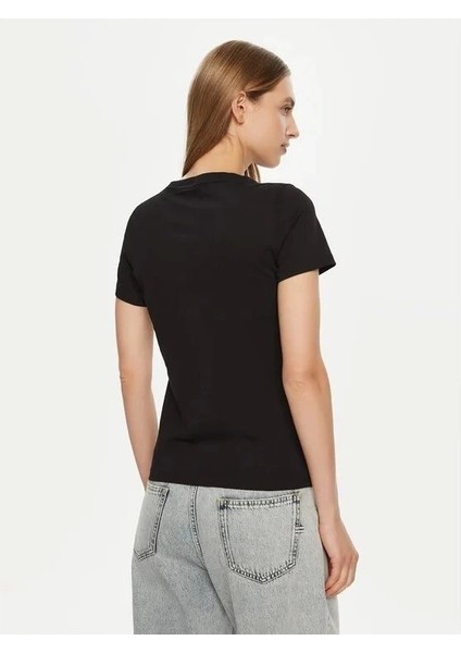 Kadın Siyah Logolu T-Shirt