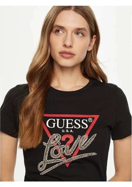 Kadın Siyah Logolu T-Shirt