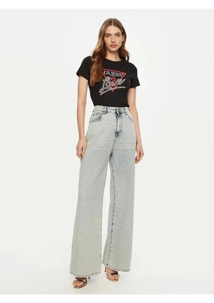 Kadın Siyah Logolu T-Shirt