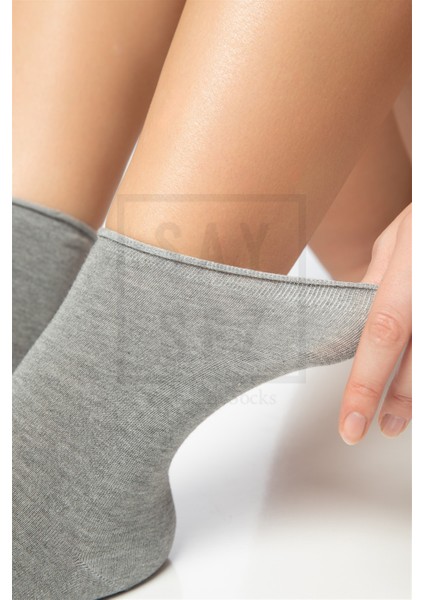 Bambu Kadın Lastiksiz Gri Melanj Soket Dikişsiz Premium Çorap / Iz Bırakmaz / Sıkmayan Çorap modelleri