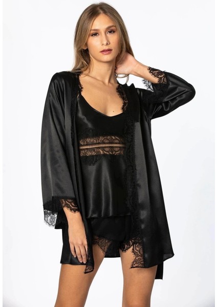 Pierre Cardin 2490 Bayan Sabahlıklı Saten Şort Takım