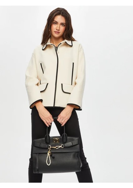 Kontrast Biye Detaylı Astarsız Kaşe Ceket 012