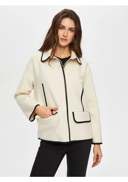 Kontrast Biye Detaylı Astarsız Kaşe Ceket 012 modelleri