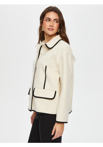 Kontrast Biye Detaylı Astarsız Kaşe Ceket 012 fırsatları