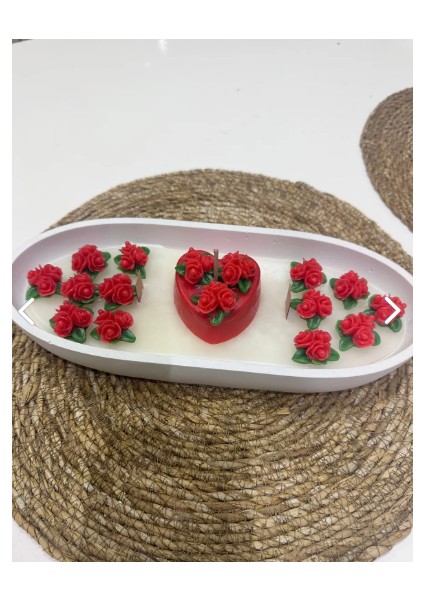Sevgililer Günü Mum 30 x 15 cm Tabak