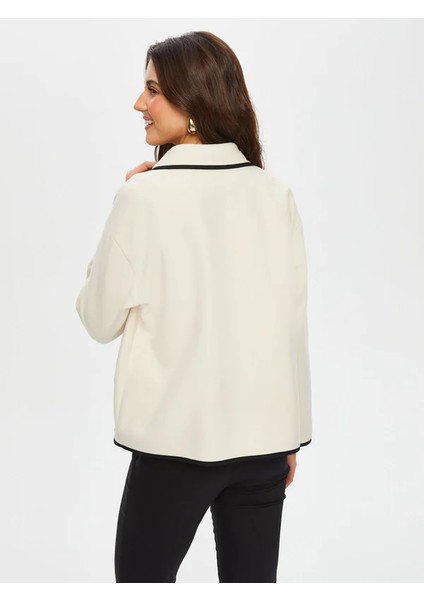 Kontrast Biye Detaylı Astarsız Kaşe Ceket 012 indirimleri
