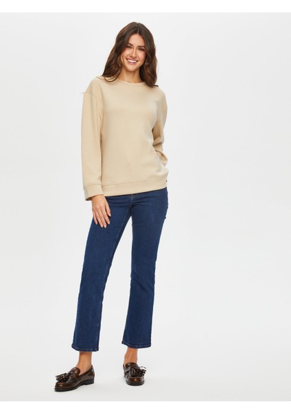 Taş ve Slogan Nakışlı Yuvarlak Yaka Sweatshırt 002