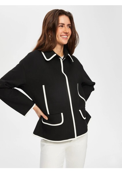 Kontrast Biye Detaylı Astarsız Kaşe Ceket 012 fırsatları