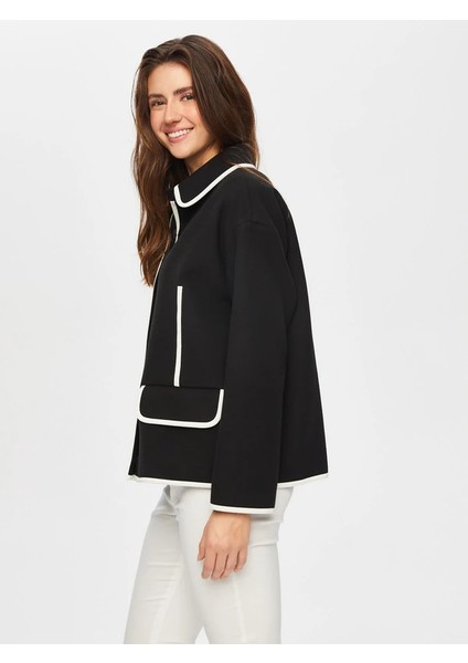 Kontrast Biye Detaylı Astarsız Kaşe Ceket 012 indirimleri