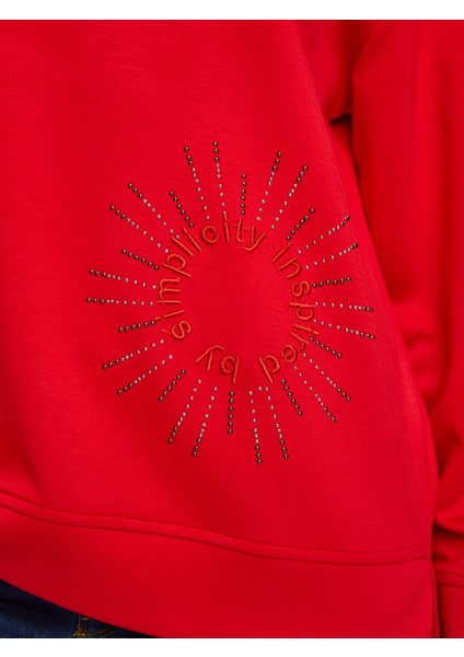 Taş ve Slogan Nakışlı Yuvarlak Yaka Sweatshırt 002 fırsatları