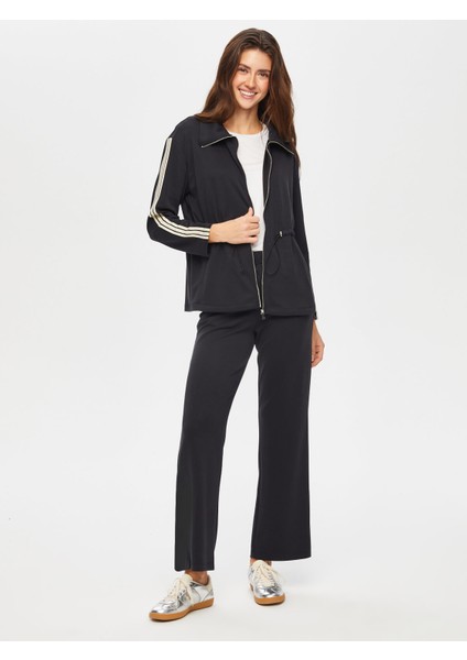 Zigzag Şerit Detaylı Beli Tünelli Modallı Eşofman Üst 007