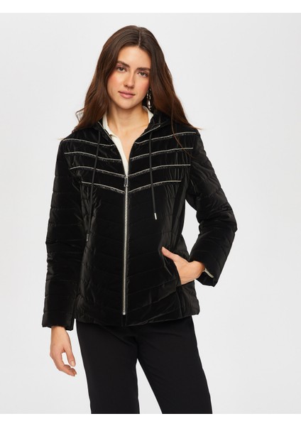 Zincir Şerit Detaylı Kadife Görünümlü Kapitone Mont 005 fırsatları