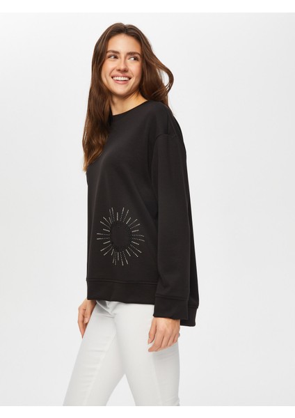 Taş ve Slogan Nakışlı Yuvarlak Yaka Sweatshırt 002 fiyatları