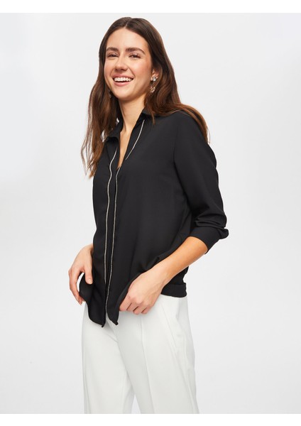 Zincir Şerit Detaylı Şık Gömlek 014 modelleri