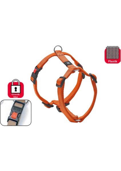 Kilitli Göğüs Tasma S 35-50 cm Turuncu