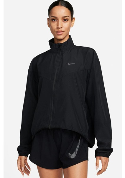 Dri-Fit Swoosh Hbr Running Jacket Kadın Siyah Dik Yaka Spor Ceket