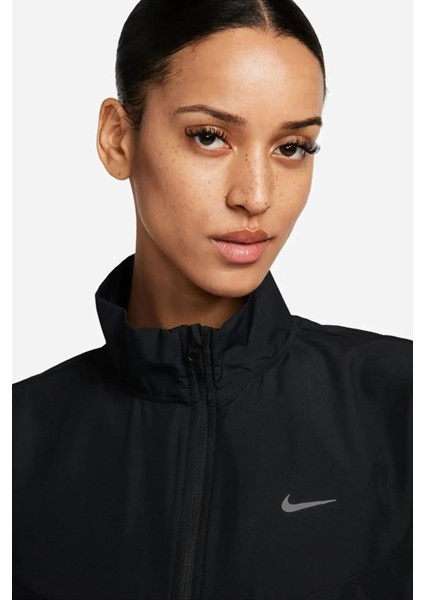 Dri-Fit Swoosh Hbr Running Jacket Kadın Siyah Dik Yaka Spor Ceket