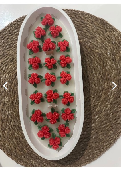 Sevgilier Günü Kayık Tabakta Mum 30 x 15 cm modelleri