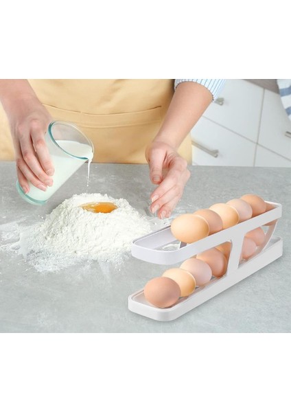 2 Katlı Otomatik Buzdolabı Yumurta Dağıtıcı Kutu Yumurtalık Rafı Sepeti Saklama Kabı modelleri