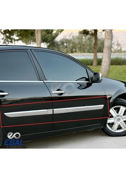 Renault Megane 2 Hb Krom Yan Kapı Çıtası 4 Prç. 2006-2010 Arası P.çelik (Geniş-Uzun) modelleri