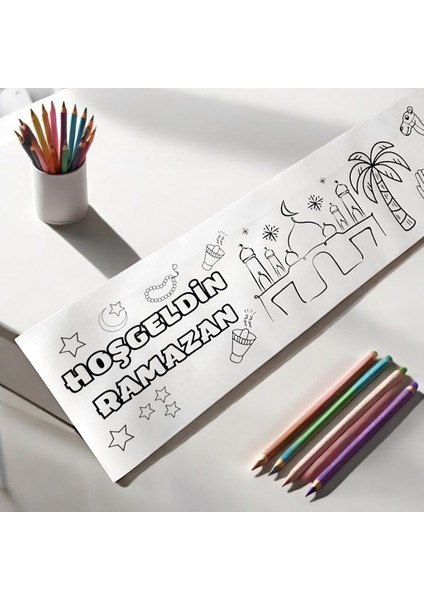 Ramazan’a Özel 30X500 cm Boyama Rulo Kağıdı, Ramazan Temalı 5 mt Boyama Etkinlik Rulo Kitabı