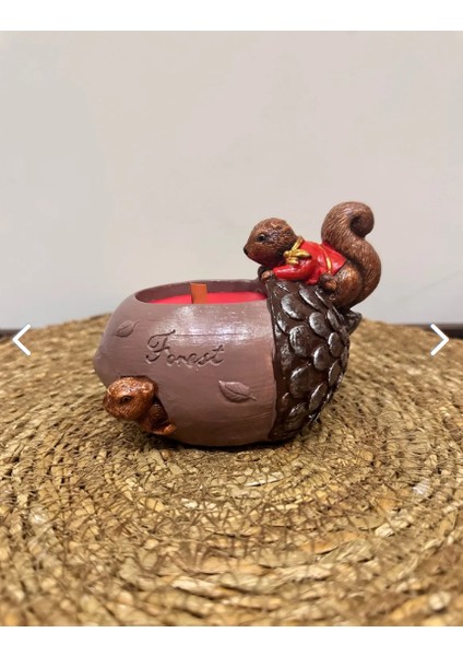 Hediyelik Sincap Mumluk Dekor Hediyelik 14 x 6 x 9 cm