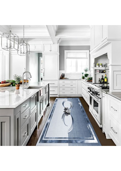 Dekoratif Salon Mutfak Koridor Halısı Modern Mavi 4011 modelleri
