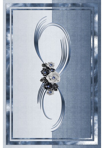 Dekoratif Salon Mutfak Koridor Halısı Modern Mavi 4011 fırsatları