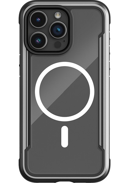 iPhone 15 Pro Kılıf Magsafe Uyumlu Airbagli Raptic Shield Serisi Şeffaf Arka Yüzey Kapak Siyah