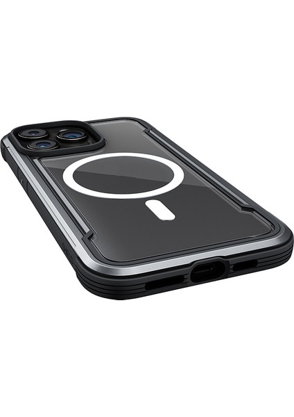 iPhone 15 Pro Kılıf Magsafe Uyumlu Airbagli Raptic Shield Serisi Şeffaf Arka Yüzey Kapak Siyah