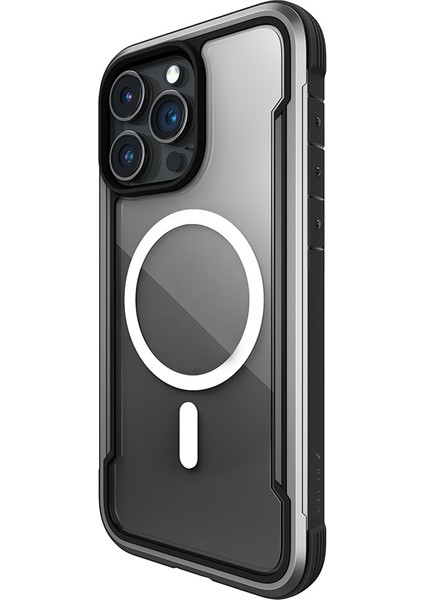 iPhone 15 Pro Kılıf Magsafe Uyumlu Airbagli Raptic Shield Serisi Şeffaf Arka Yüzey Kapak Siyah