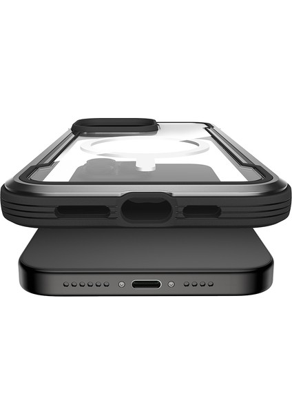 iPhone 15 Pro Kılıf Magsafe Uyumlu Airbagli Raptic Shield Serisi Şeffaf Arka Yüzey Kapak Siyah