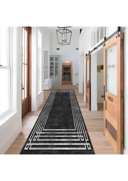Dekoratif Salon Mutfak Koridor Halısı Modern Siyah 4013 fiyatları