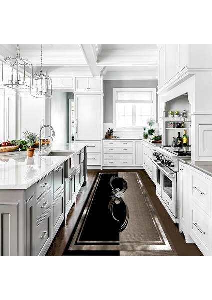 Dekoratif Salon Mutfak Koridor Halısı Modern Vizon Siyah 4011 modelleri