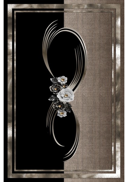 Dekoratif Salon Mutfak Koridor Halısı Modern Vizon Siyah 4011 fırsatları