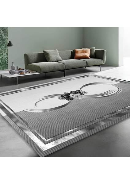 Dekoratif Salon Mutfak Koridor Halısı Modern Gri 4011