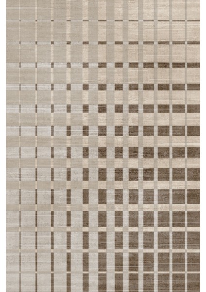 Dekoratif Salon Mutfak Koridor Halısı Modern Vizon 4017