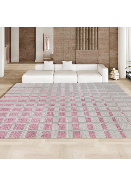 Dekoratif Salon Mutfak Koridor Halısı Modern Pembe 4017