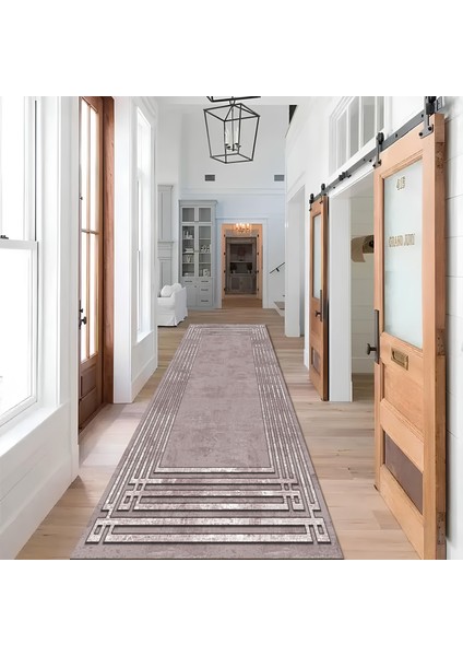Dekoratif Salon Mutfak Koridor Halısı Modern Pembe 4013