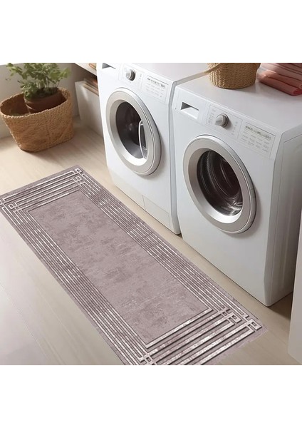Dekoratif Salon Mutfak Koridor Halısı Modern Pembe 4013
