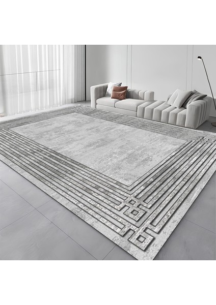 Dekoratif Salon Mutfak Koridor Halısı Modern Gri 4013