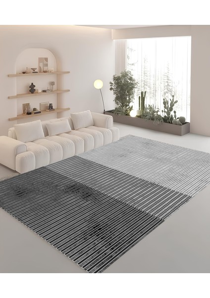 Dekoratif Salon Mutfak Koridor Halısı Modern Gri 4015