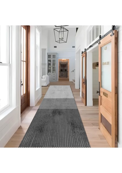Dekoratif Salon Mutfak Koridor Halısı Modern Gri 4015
