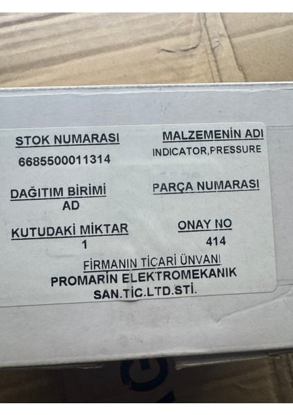 Promarın 6685500011314 Indıcator,pressure