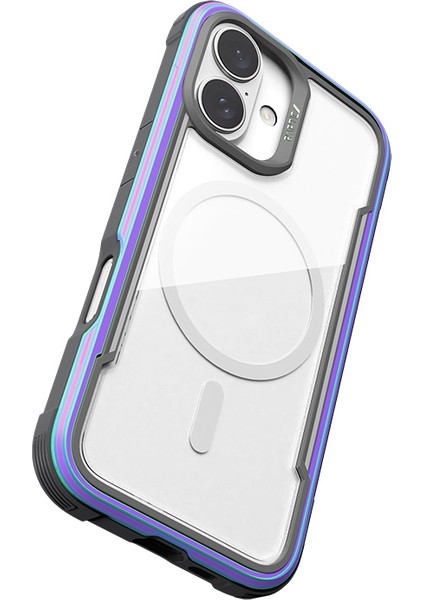 iPhone 16 Kılıf Magsafe Şarj Özellikli Airbagli Raptic Shield Serisi Şeffaf Arka Yüzey Kapak Renkli