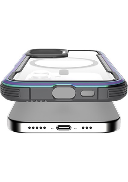 iPhone 16 Kılıf Magsafe Şarj Özellikli Airbagli Raptic Shield Serisi Şeffaf Arka Yüzey Kapak Renkli