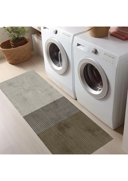 Dekoratif Salon Mutfak Koridor Halısı Modern Vizon 4015